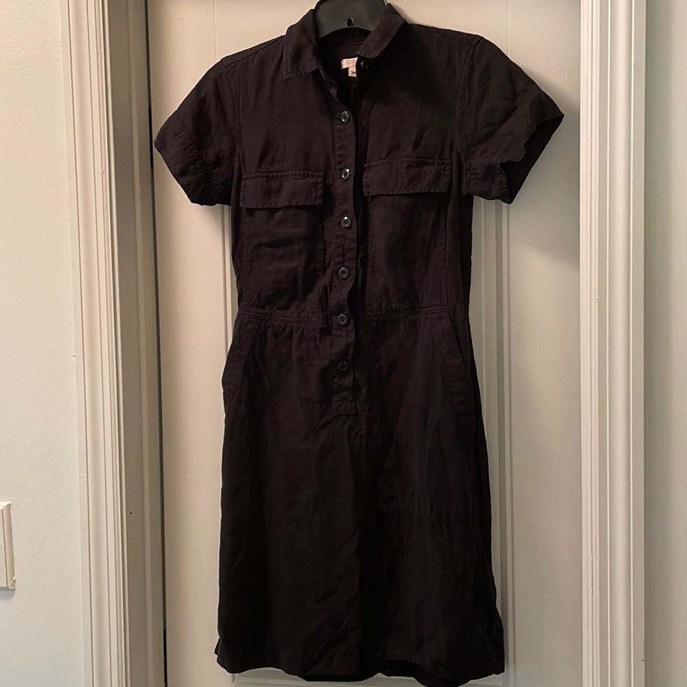 J Crew black button front dress